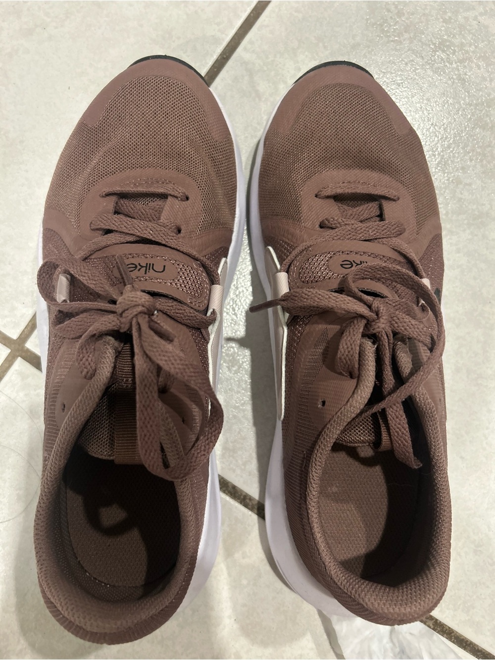 Nike Women's Brown Mesh Athletic Sneakers with White Soles